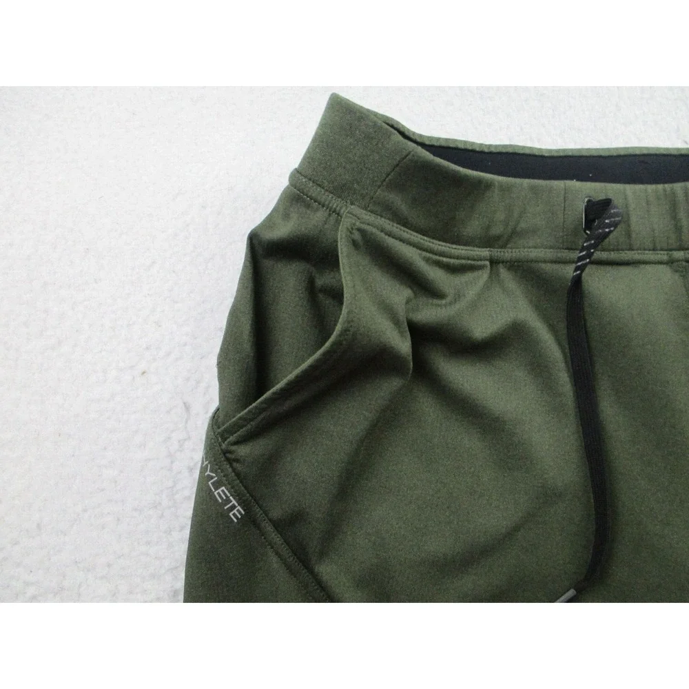 Hylete Jogger Pants Mens Size XXL Green Zip Pocket Drawstring Tapered Active Gym